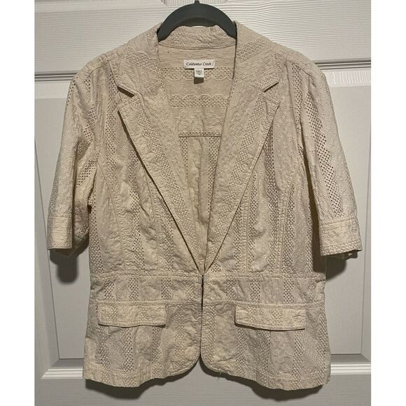 Coldwater Creek Jackets & Blazers - Coldwater Creek | 16 | Cream‎ Eyelet Blazer Jacket